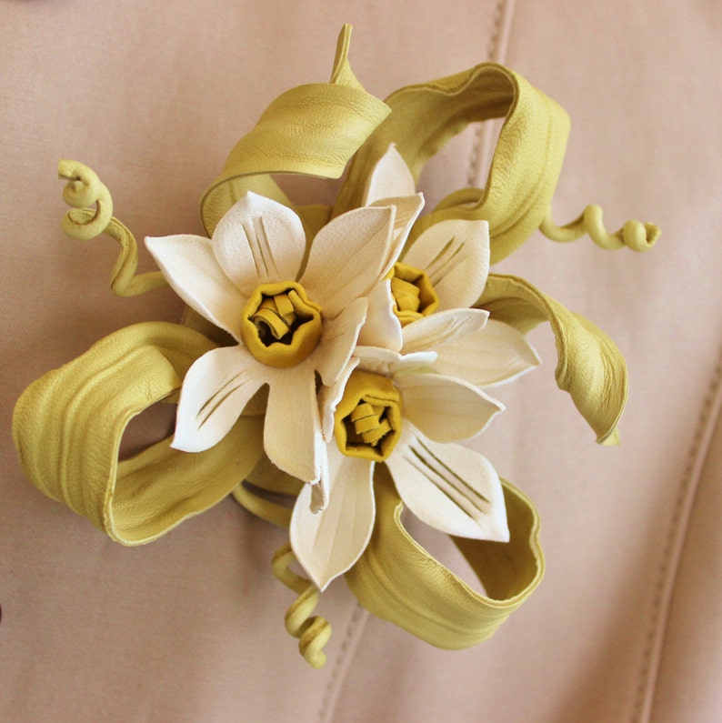 LEATHER DAFFODIL FLOWER Leather Anniversary Gift for Her Etsy
