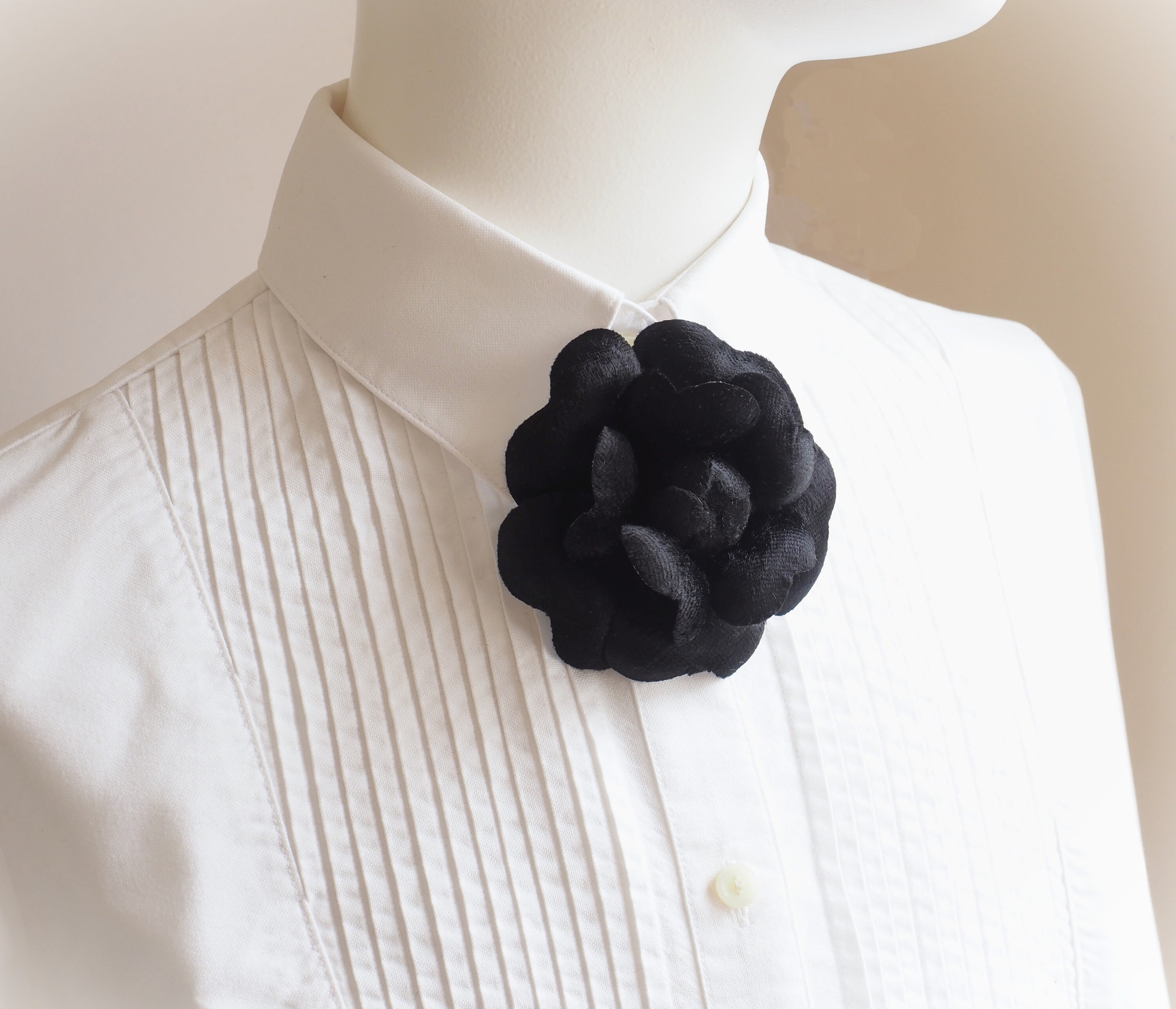 Camellia Black and Cream Bow Hair Tie Chanel Camelia Hair Clip - Etsy main image 2