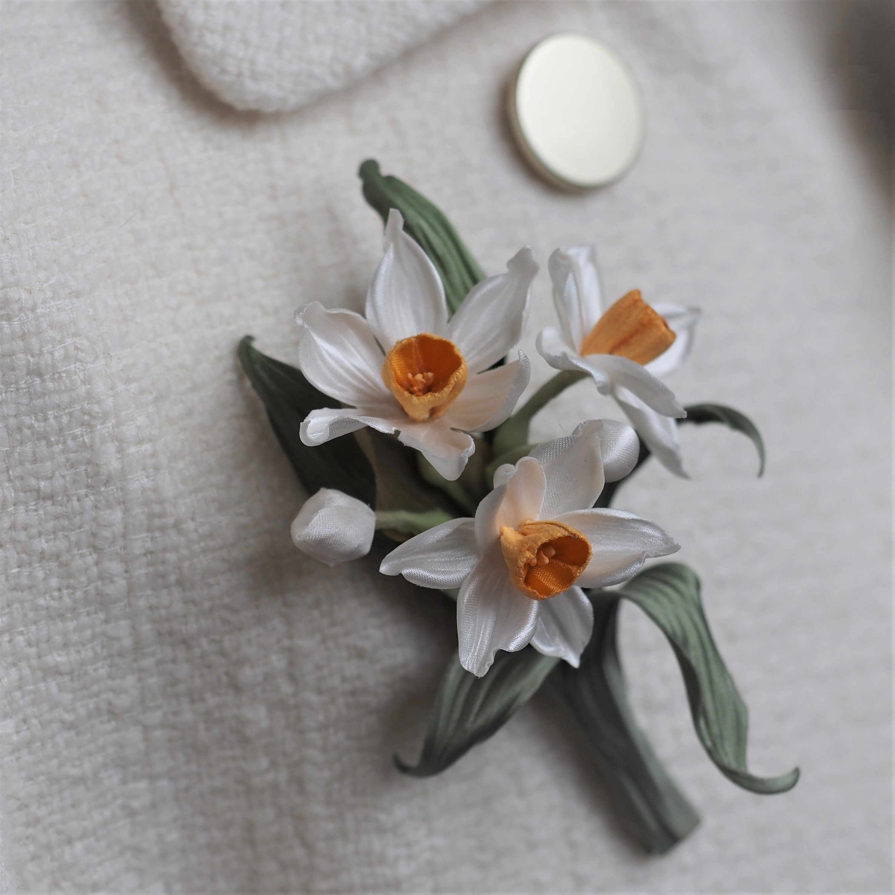 SILK DAFFODIL BROOCH Anniversary Gift for Her Daffodil Etsy UK