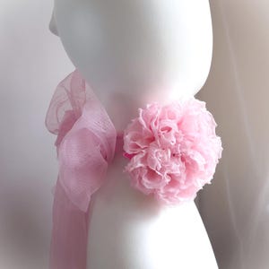 ready to ship pink SILK ROSE CHOKER, bridal choker, tulle choker with an organza rose in pale pink, Marie Antoinette flower necklace