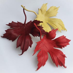 ready to ship LEATHER MAPLE LEAF brooch pin, leather jewelry, leather anniversary gift, red leather leaf jewelry, fall leaf brooch