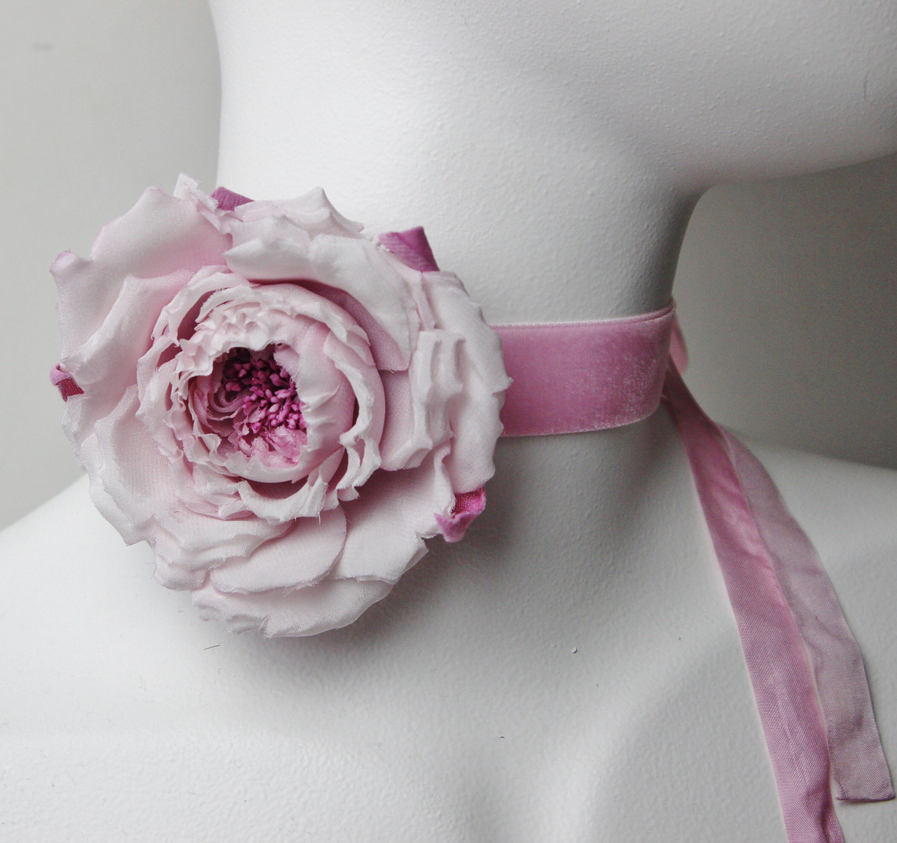 SILK ROSE CHOKER Blush Pink Bridal 
