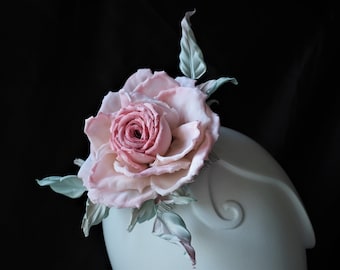 ready to ship SILK ROSE COMB, bridal pink rose hair comb, blush pink silk rose, wedding floral hair comb, bridal flower comb with silk rose