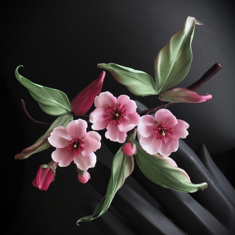 SILK CHERRY BLOSSOM brooch, spring blossom, fabric cherry blossom, silk sakura