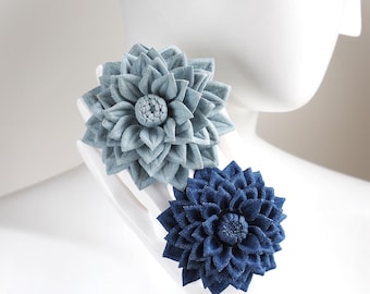 ready to ship COTTON FLOWER BROOCH, denim jewelry, cotton flower, dahlia jewelry, cotton flower brooch, cotton gift for her, textile brooch