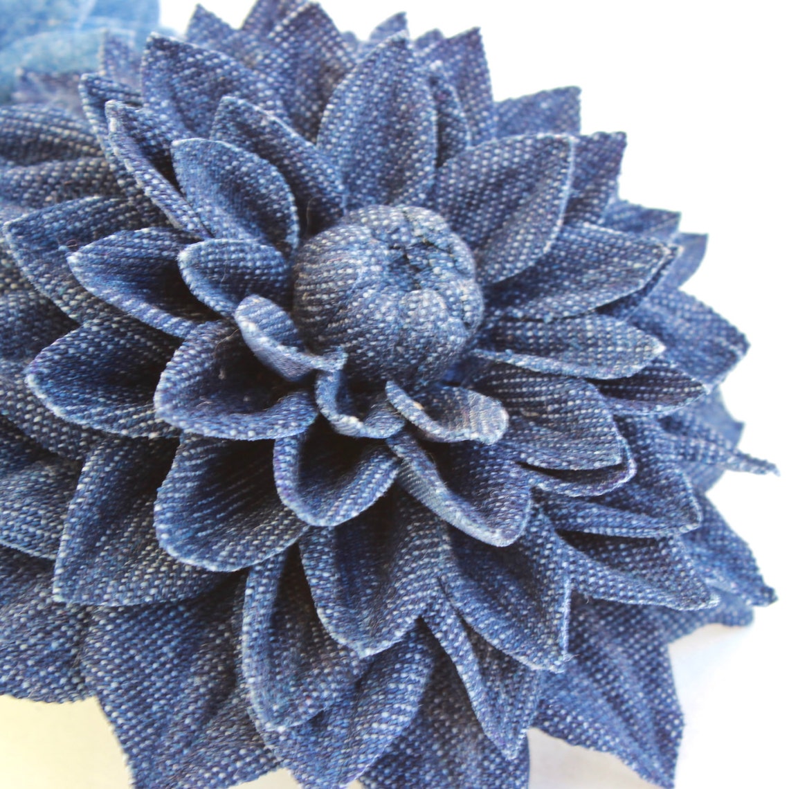 Ready to Ship COTTON FLOWER BROOCH, Denim Jewelry, Cotton Flower