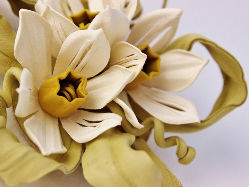 LEATHER DAFFODIL FLOWER Leather Anniversary Gift for Her Etsy