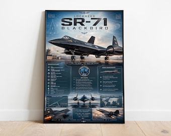 SR-71 Amsel Poster | Spionage Flugzeug Wand Kunst | Kalter Krieg Luftfahrt Blueprint Druck