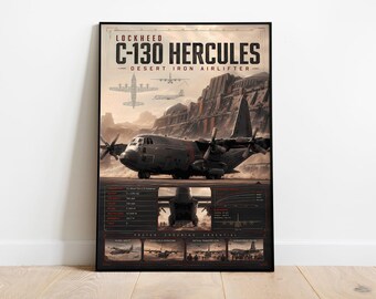 C-130 Herkules Poster | Lockheed Militär Transportflugzeug Blueprint Wandkunst | Taktischer Luftheber Druck