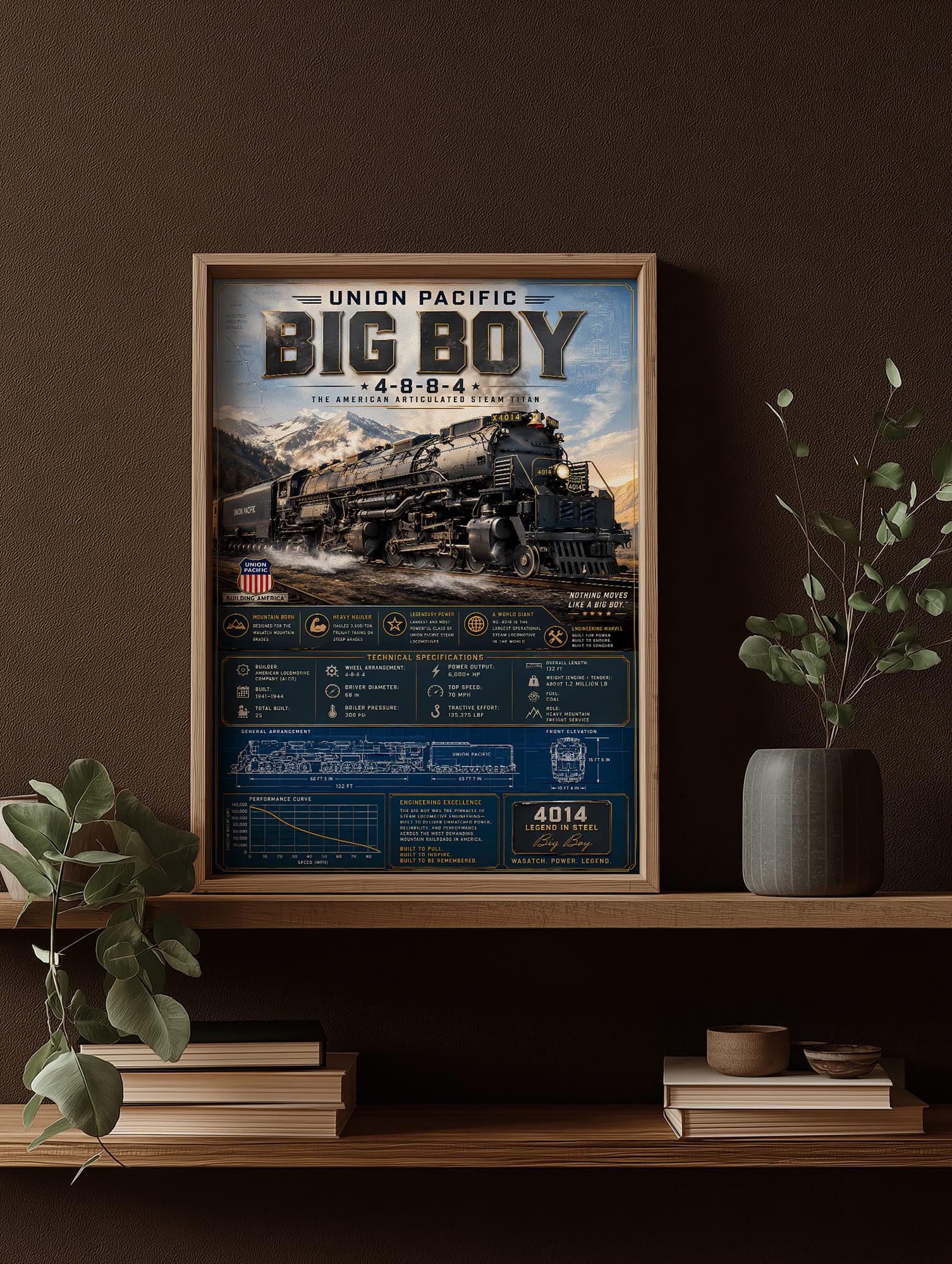 Union Pacific Big Boy Poster | 4-8-8-4 Steam Locomotive Wall Art ...