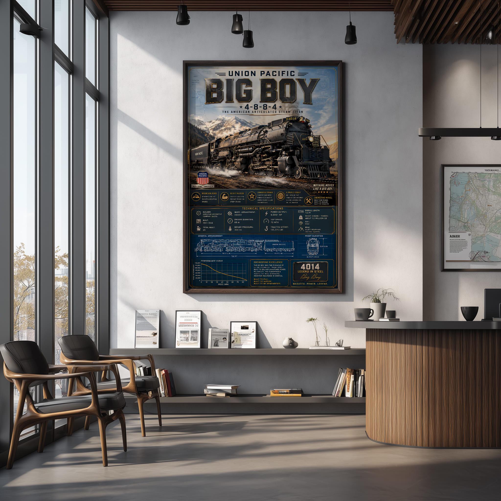 Union Pacific Big Boy Poster | 4-8-8-4 Steam Locomotive Wall Art ...