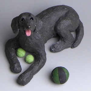 Chocolate Labrador dog sculpture - handmade, unique, one of a kind