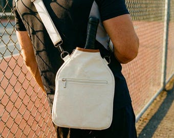 Funda premium para pala de pickleball, estuche para raqueta con detalles de cuero, bolso bandolera para pala con bolsillo antirrobo, regalo para aficionados al pickleball