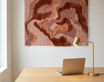 Handmade Wall Hanging Tapestry Rug Abstract 3D Textured Art Large Wavy Boho Carpet
