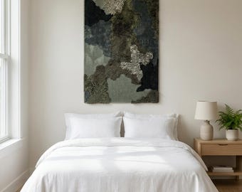 Handmade Wall Hanging Tapestry Rug Moss Abstract Green Textile Art Large Fiber Art