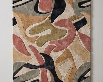 Tapiz abstracto para colgar en la pared, alfombra moderna de fibra texturizada en 3D, decoración bohemia grande