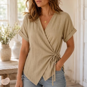 Blusa cruzada, top de verano con lazo lateral en 5 colores.