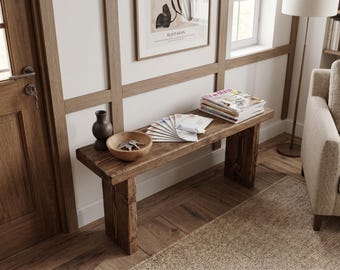 Mesa consola de madera maciza, aparador de entrada reciclado, mesa de sofá estilo rústico