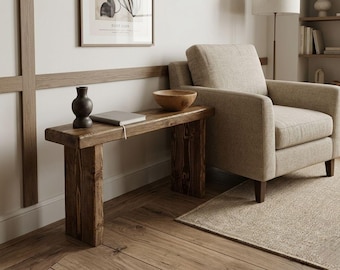 Solid Wood Console Table, Reclaimed Entryway Credenza, Farmhouse Sofa Table