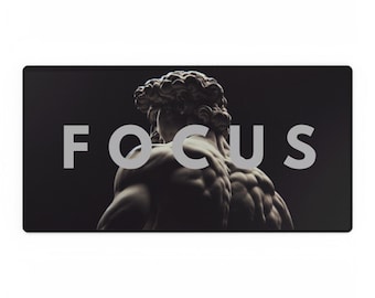Focus statue, Desk Mat | Motivational workspace mouse pad