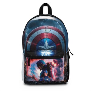 Captain America Shield Artwork Backpack | Superhero Character Print image 3