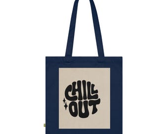 Chill Out text design Tote Bag | Retro groovy typography