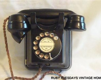 Vintage Bakelite Wall mounted Telephone wallphone Retro Antique phone