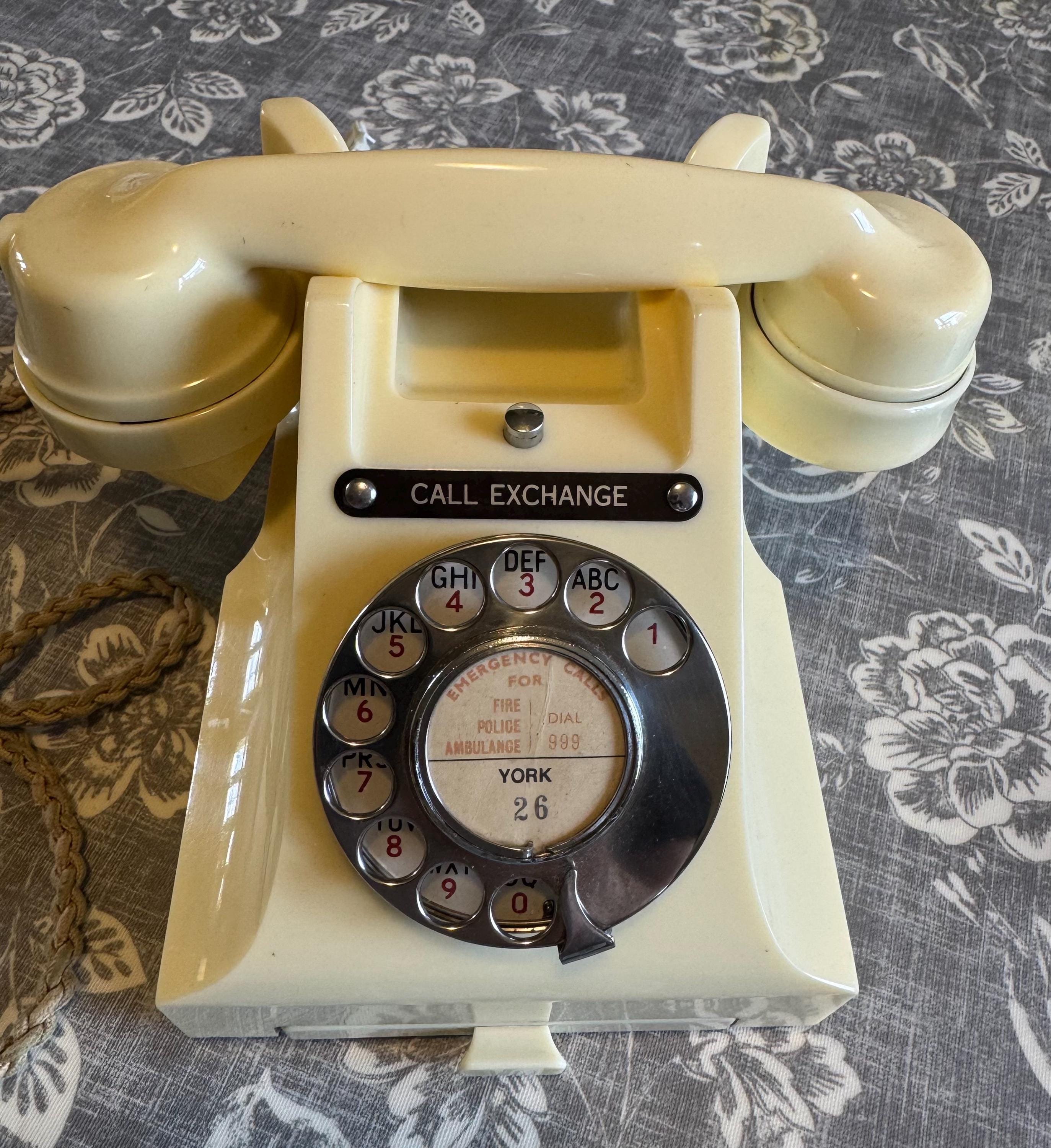 Vintage Ivory Bakelite GPO Telephone 1956 Working Call Exchange