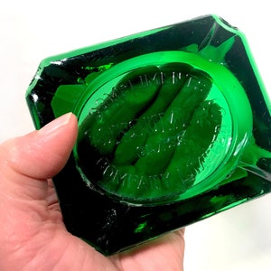 Vintage Advertising Cigarette Glass Ashtray Emerald Green Compliments Consumers Glass Company Ltd Tobacciana Collectable Barware Decor image 8
