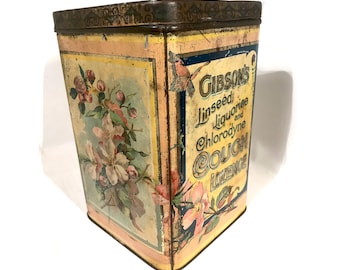 Antique Gibson's Linseed Liquorice and Chlorodyne Cough Lozenge - Hinged lid - Manufactured by Robert Gibson & Sons Ltd Manchester England