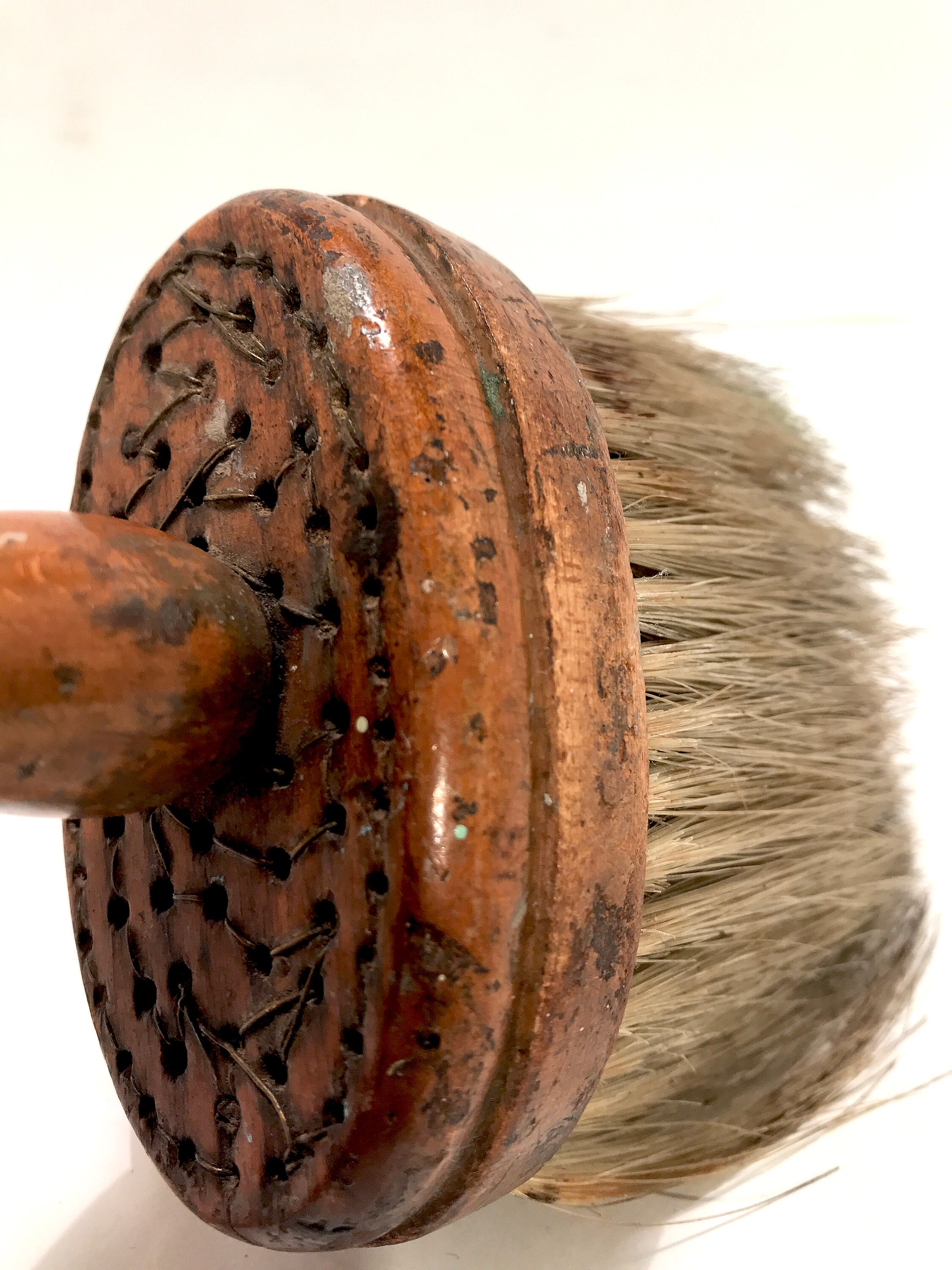 Antique Horse Hair Oval Brush Hard Wood Turned Handle Etsy