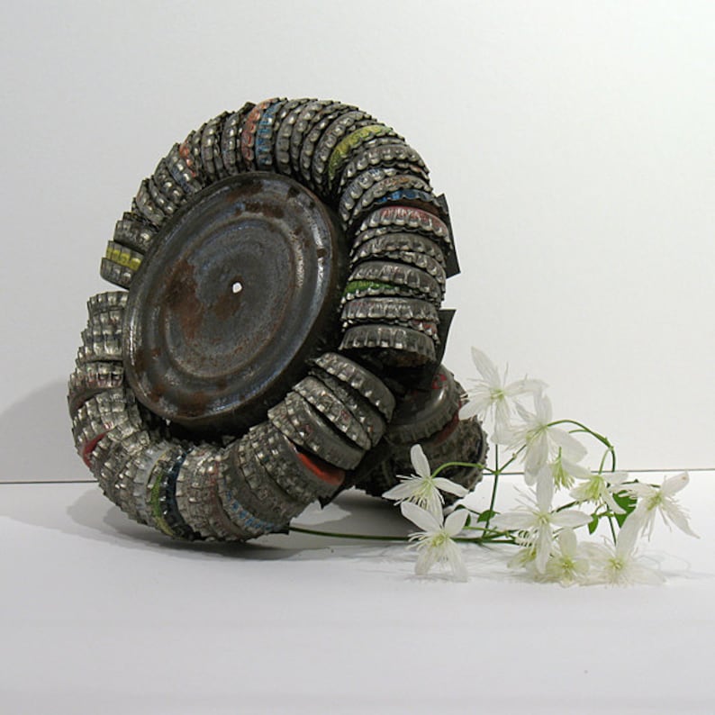 Vintage Folk Art Bottle Cap Ashtray Old Bottle Caps Etsy