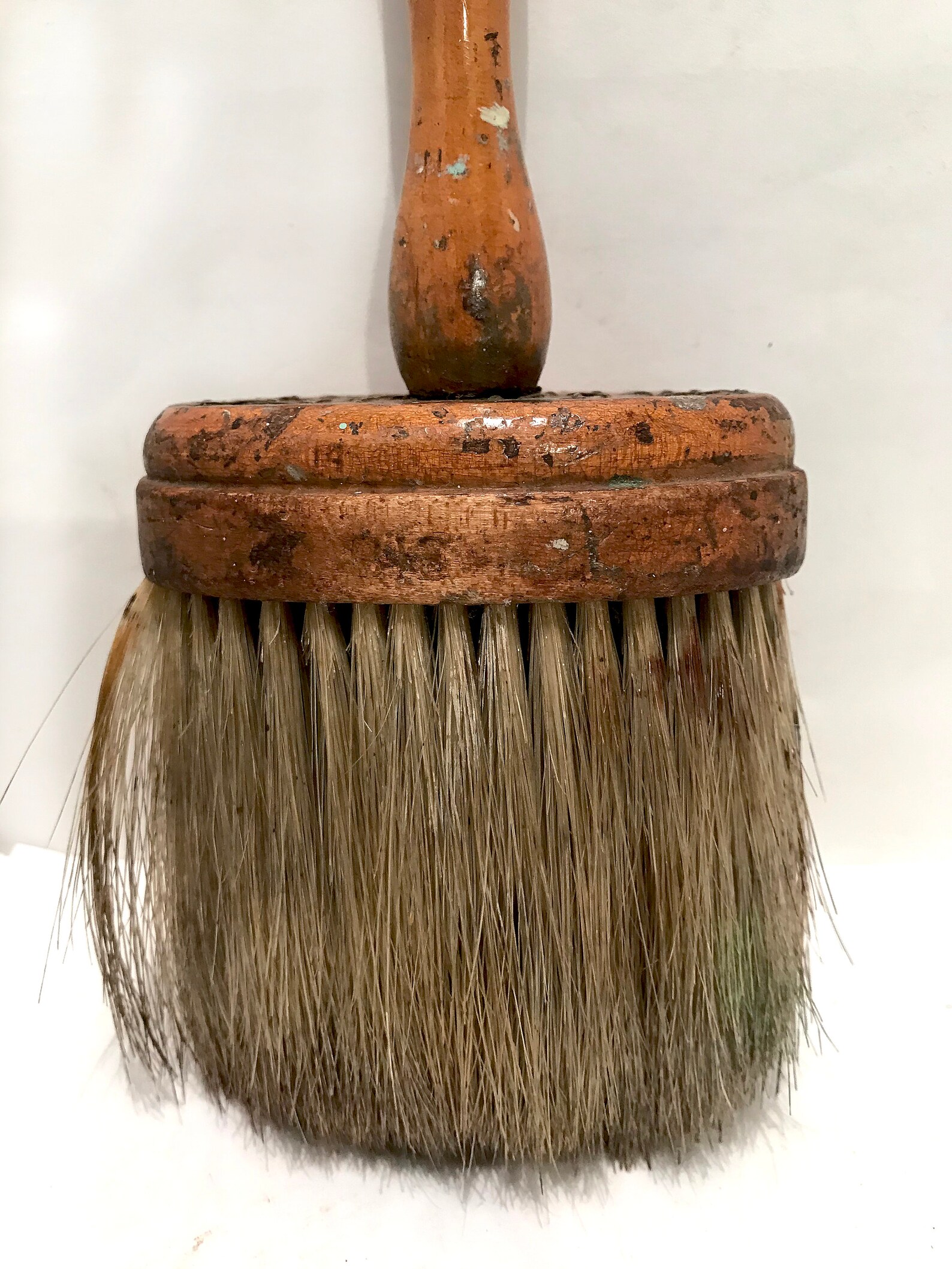 Antique Horse Hair Oval Brush Hard Wood Turned Handle Etsy