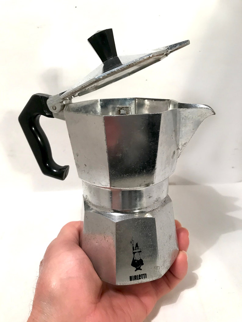 Vintage Bialetti Espresso Stove Top Aluminum Moka Pot Made in Italy Kitchen & Dining Decor Coffee Pot Espresso Makers Collectable image 10