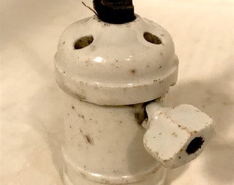 Antique Hubbell Porcelain Socket Paddle Turn Key Light Bulb Switch - Collector's Item Rare  Lighting Artefact Original Lamp Parts Salvage
