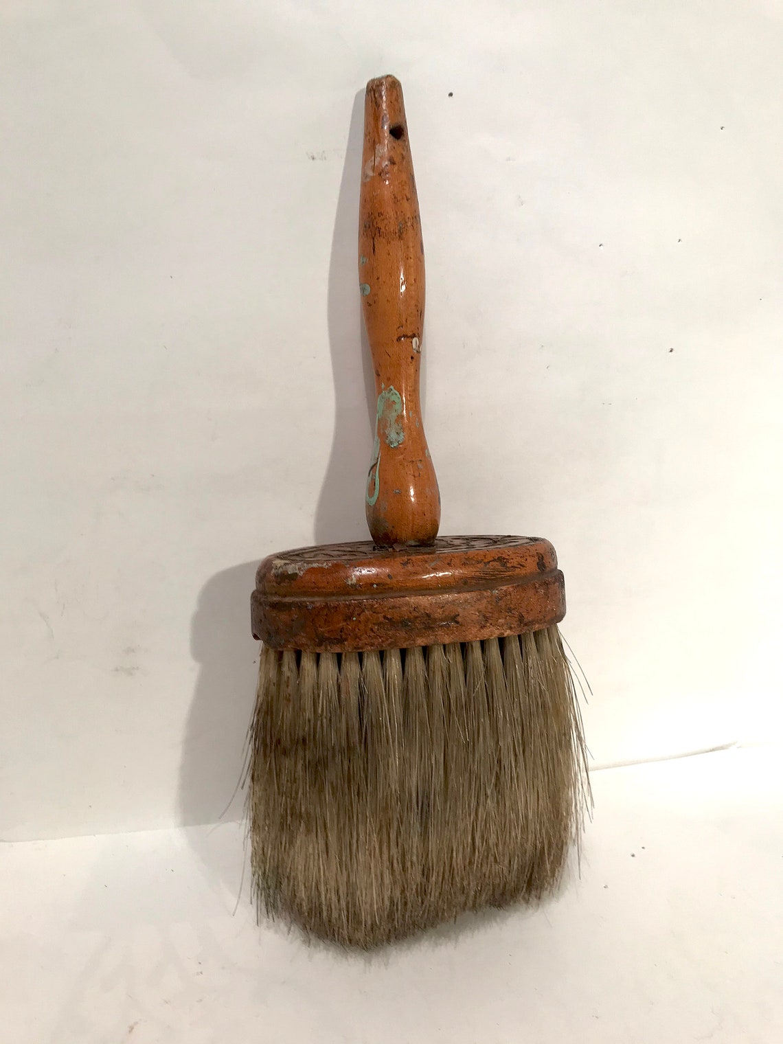 Antique Horse Hair Oval Brush Hard Wood Turned Handle Etsy