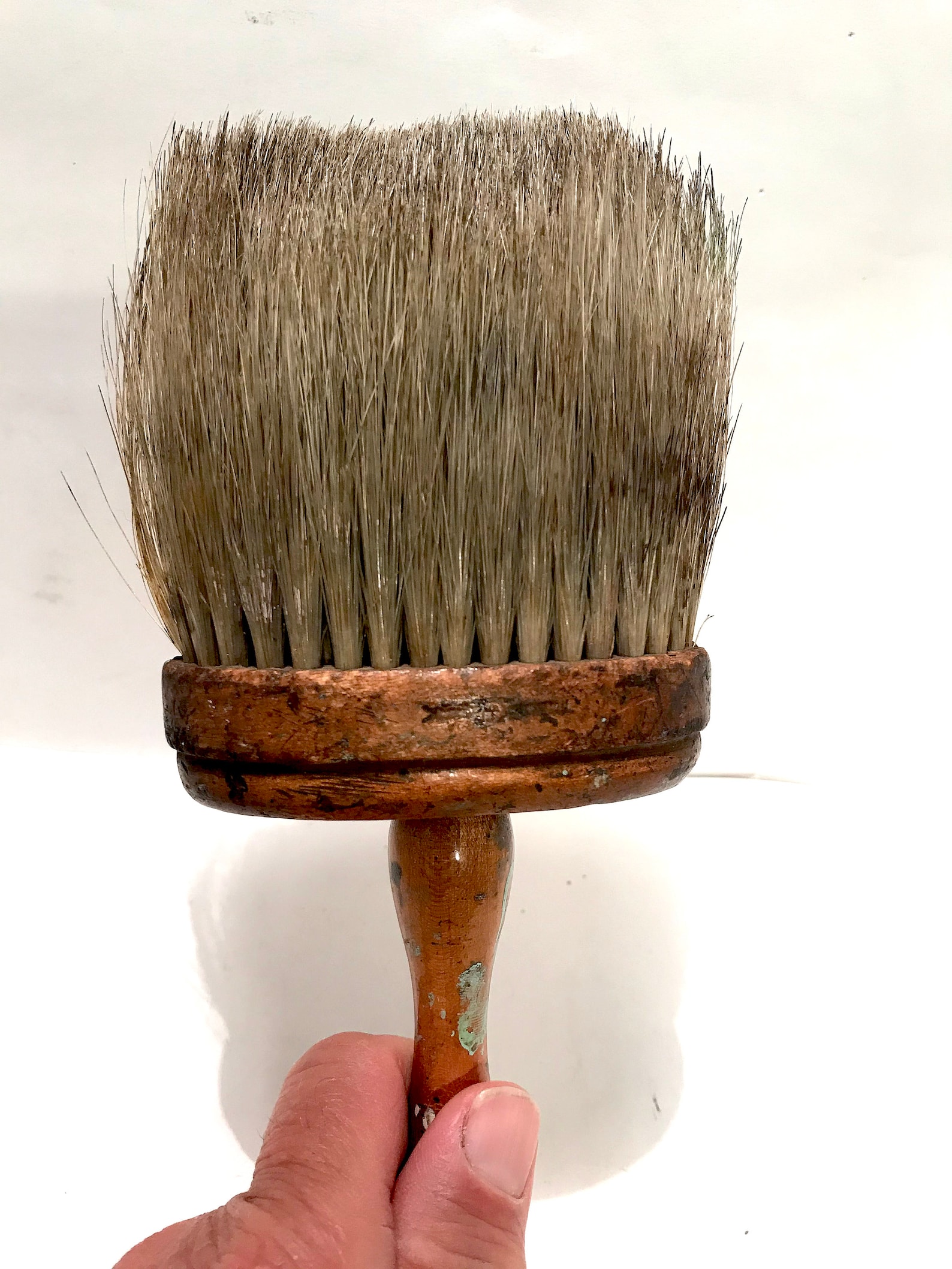 Antique Horse Hair Oval Brush Hard Wood Turned Handle Etsy