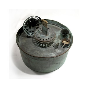 Antyczna lampa naftowa Beaconlite do wylęgu piskląt - miedziana lampa naftowa (prawdopodobnie) Benham & Froud Co UK - mosiężny bezdymny palnik Beaconlite