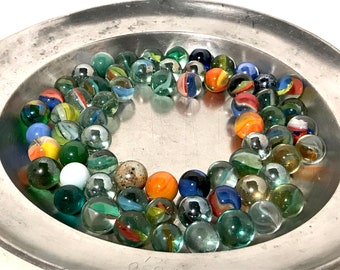 Cat's Eye Swirls Mica's Onionskin More Vintage Marbles 1-Lbs Random Bag Lot 