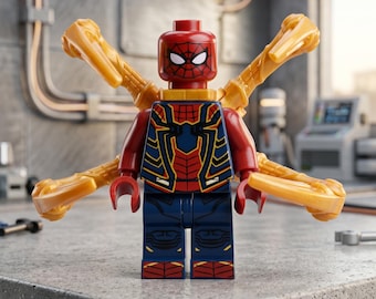 MOC – figurka Iron Spidera, kombinezon nanotechnologiczny, Marvel Avengers, prezent urodzinowy kompatybilny z Lego, Dzień Dziecka