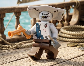 MOC-Marcus Minifigurka kompatybilna z Lego | Piraci z Karaibów Brytyjska Marynarka Wojenna | Kolekcjonerski prezent dla załogi oficera marynarki