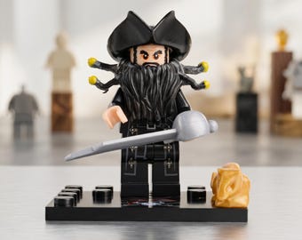 MOC – Minifigurka Kapitana Czarnobrodego | Straszliwy Pirat z Zemsty Królowej Anny | Piraci z Karaibów | Prezent urodzinowy