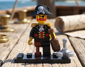 MOC – Minifigurka Kapitana Rudobrodego | Straszliwy Pirat Siedmiu Mórz | Piraci z Karaibów | Prezent urodzinowy