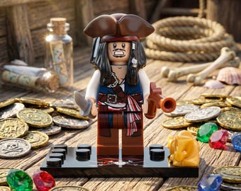MOC – Minifigurka Kapitana Jacka Sparrowa | Legendarny Pirat Czarnej Perły | Piraci z Karaibów | Prezent urodzinowy