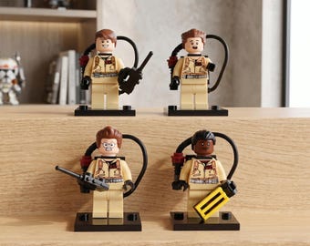 Zestaw MOC – 4 minifigurki: Ray, Peter, Egon i Winston – ekipa Ghostbusters, prezent urodzinowy