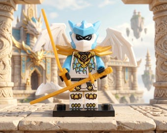 MOC – Zane w formie smoka – Złoty smok, lodowy ninja, Nindroid, prezent urodzinowy kompatybilny z LEGO
