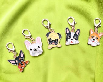 Dog Keychain, Cute Puppy Charm Key Ring, Pet Lover Bag Charm, Corgi Frenchie Pug Gift for Dog Mom Friend