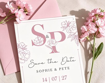 Modèle "Retenez cette date" pour mariage élégant | Toile modifiable (téléchargement numérique)