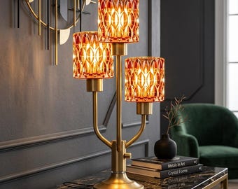 Modern Table Lamp, Bedside Table Lamp, Flower Glass Lamp, Warm Light, Mood Light, MCM Lamp