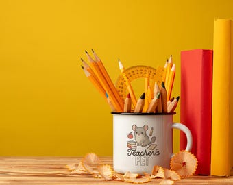 Caneca de cerâmica para professor | Caneca de café Chinchila para professor, 325 ml